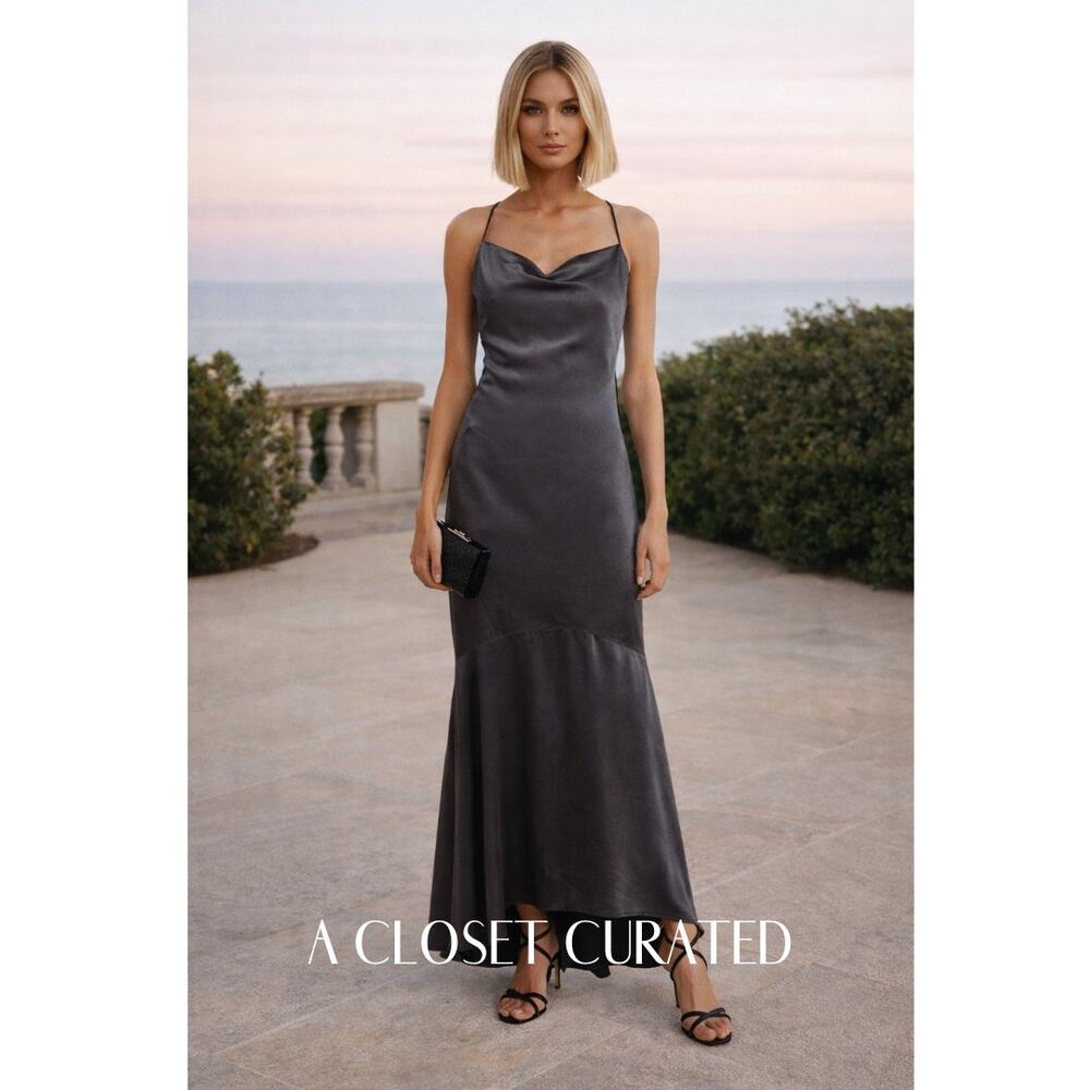 Elliatt Aisle Satin Slip Maxi Dress XL Black NWT - Picture 2 of 9